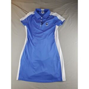 FJ FootJoy Golf Dress Medium  Blue Zip Collar Performance Cabot Logo